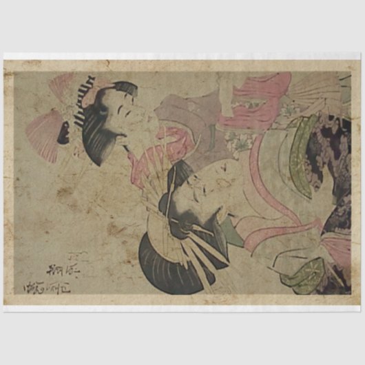 Papier Mousseline Deux Japonaises Woodblock Imprimer style Ukiyo (Recto)