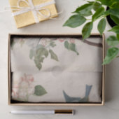 Papier Mousseline Deux petits oiseaux près d'une branche de fleurs d (Cadeau)