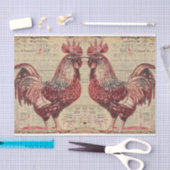 Papier Mousseline Deux poulets rouges rougeoyants dédécoupage des te (Artisanat)