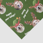 Papier Mousseline Deux rennes photo de chien Joyeux Noël vert (Détail)