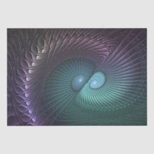Papier Mousseline Deux spirales colorées art fractal abstrait modern