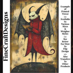 Papier Mousseline Diable Gothique Vampire + Corne + Ailes BB5 Découp