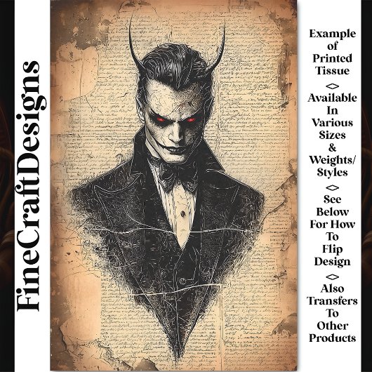 Papier Mousseline Diable gothique victorien aux yeux rouges BB5 Déco