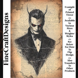 Papier Mousseline Diable gothique victorien aux yeux rouges découpag
