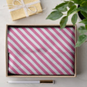 Papier Mousseline Diagonal pink and white stripes pattern (Cadeau)