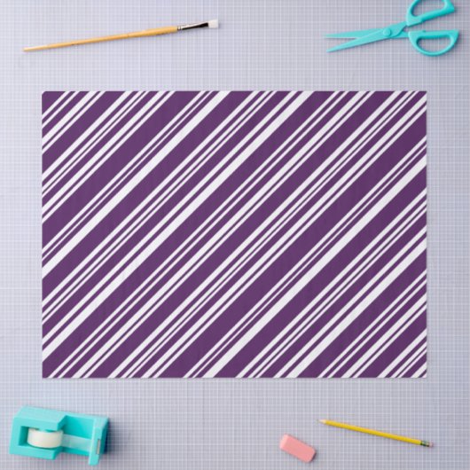 Papier Mousseline Diagonale violet et blanc (Artisanat)