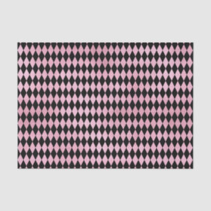 Papier Mousseline Diamant rose et arlequin noir