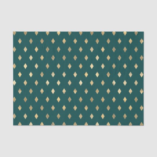 Papier Mousseline Diamant sarcelle et or (Recto)