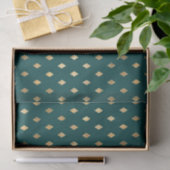 Papier Mousseline Diamant sarcelle et or (Cadeau)