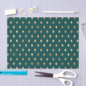 Papier Mousseline Diamant sarcelle et or (Artisanat)