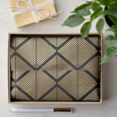 Papier Mousseline Diamants Art déco d'or sur une page déco noire (Cadeau)