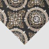 Papier Mousseline Diamants blancs, or frontière mandala design glamo (Détail)