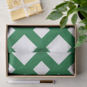 Papier Mousseline Diamants blancs sur papier de tissus verts (Cadeau)