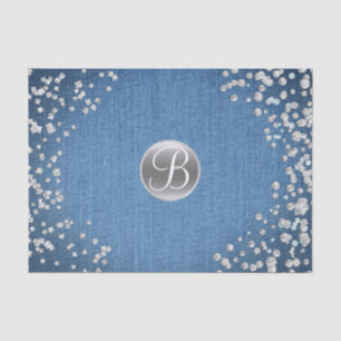Papier Mousseline Diamants de denim scintillent Bling Monogramme Ini