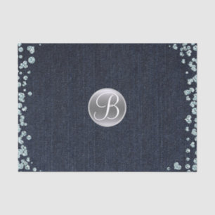 Papier Mousseline Diamants de denim scintillent Glam Monogramme Init