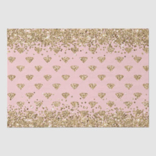 Papier Mousseline Diamants de Parties scintillant d'or rose pâle