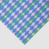 Papier Mousseline Diamants rétros et étoiles bleu et vert (Détail)