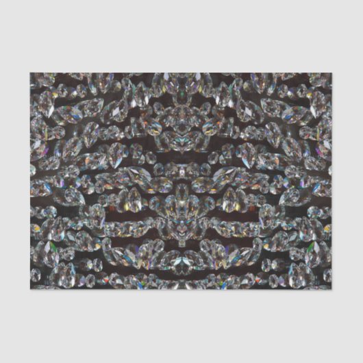 Papier Mousseline Diamond brillant motif élégant argent et noir (Recto)