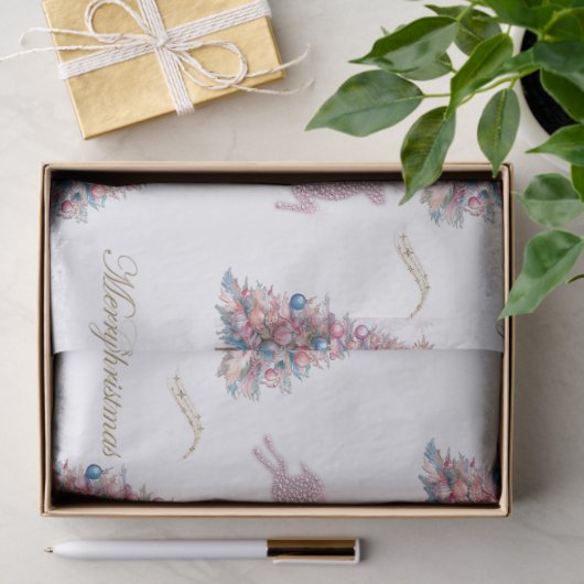 Papier Mousseline Diamond Reindeer Pink Pastel Christmas (Cadeau)