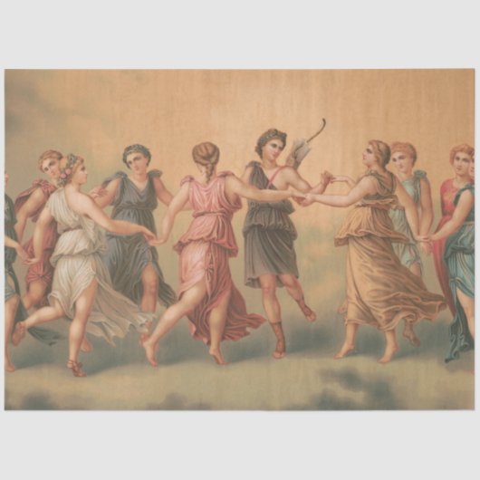 Papier Mousseline Dieux dansant dans les nuages avec déesses (Recto)