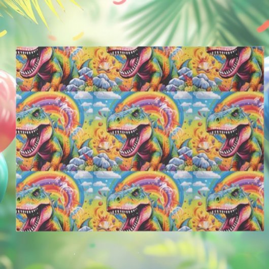 Papier Mousseline dinosaure anniversaire coloré mignon