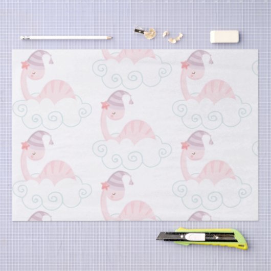 Papier Mousseline Dinosaure Rose (Artisanat)