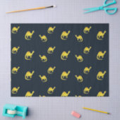 Papier Mousseline Dinosaures jaunes mignons motif sur bleu (Artisanat)