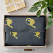 Papier Mousseline Dinosaures jaunes mignons motif sur bleu (Cadeau)