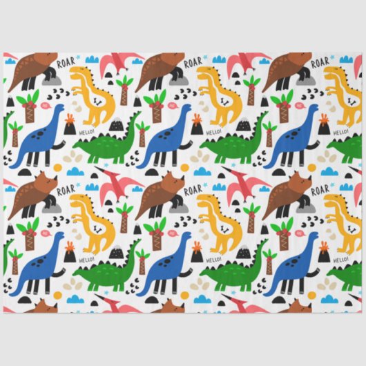 Papier Mousseline Dinosaures motif transparent  (Recto)