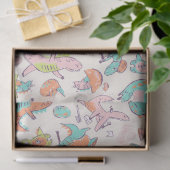 Papier Mousseline Dinosaures rose mignon Motif (Cadeau)