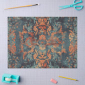 Papier Mousseline Distressed Damask Patch Cuivre Découpage Turquoise (Artisanat)