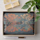 Papier Mousseline Distressed Damask Patch Cuivre Découpage Turquoise (Cadeau)