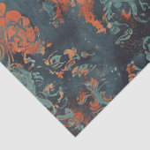 Papier Mousseline Distressed Damask Patch Cuivre Découpage Turquoise (Détail)