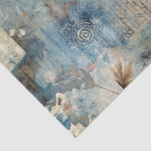 Papier Mousseline Distressed Ephemera Collage in Blue and Beige (Détail)