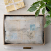 Papier Mousseline Distressed Ephemera Collage with Blue Highlights (Cadeau)