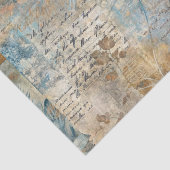 Papier Mousseline Distressed Grungy Blue Floral Ephemera Collage (Détail)