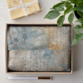Papier Mousseline Distressed Grungy Blue Floral Ephemera Collage (Cadeau)
