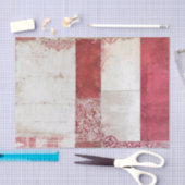 Papier Mousseline Distressed Red and White Damask Collage (Artisanat)