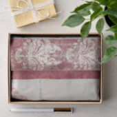 Papier Mousseline Distressed Red and White Damask Stripes (Cadeau)