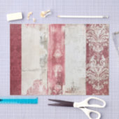 Papier Mousseline Distressed Red and White Damask Stripes (Artisanat)