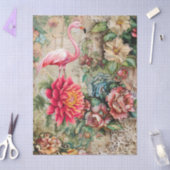 Papier Mousseline Distressed Vintage Floral & Flamingo Decoupage (Artisanat)