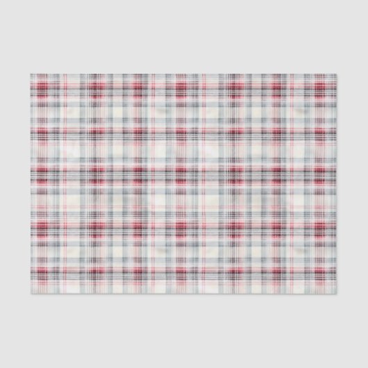 Papier Mousseline Distressed Watercolor Christmas Plaid on White BG (Recto)