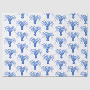Papier Mousseline DIY Couleur Vintage Octopus stylisé #8 Bleu Saphir