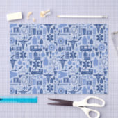 Papier Mousseline Docteur bleu mignon Medical Pattern d'infirmière (Artisanat)