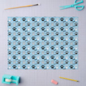Papier Mousseline Dog Paw Prints and Bones Pattern Blue (Artisanat)