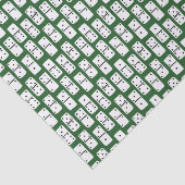 Papier Mousseline Dominos blancs avec points noirs sur motif vert (Détail)