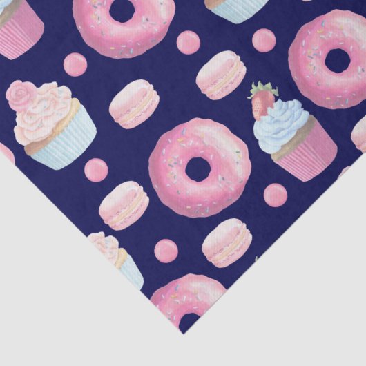 Papier Mousseline Donuts, cupcakes et macarons (Détail)