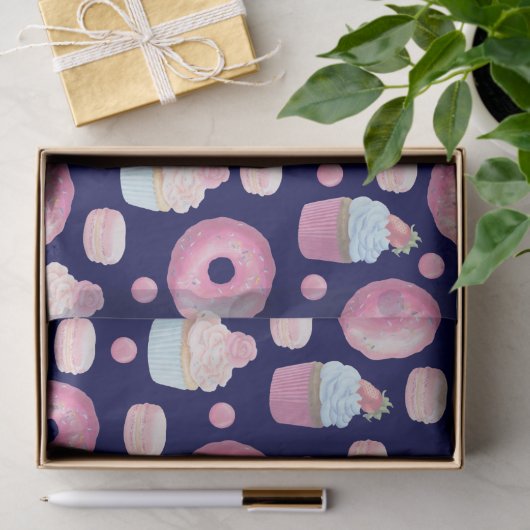 Papier Mousseline Donuts, cupcakes et macarons (Cadeau)