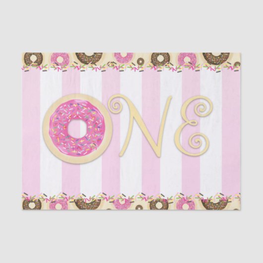 Papier Mousseline Donuts Rose Marron avec Paillettes pour Première F (Recto)