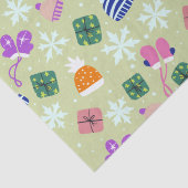 Papier Mousseline Doodle Noël Gants d'hiver Cadeaux Casquette Vert (Détail)